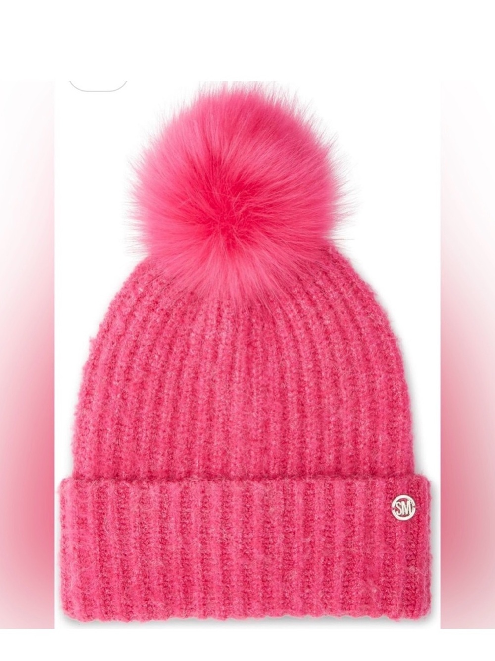 STEVE MADDEN Women's Heathered Rib Knit Beanie, Hot Pink, One Size